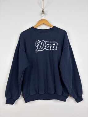 Vintage Sweatshirt Mens Large Navy Blue Fleece Brock University Dad 90s Canada